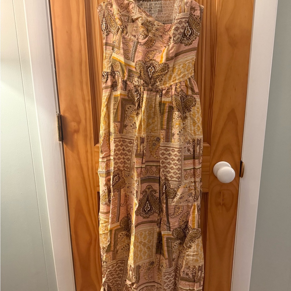 Commense Paisley Patchwork Midi Dress in Yellow and Brown Paisley - Picture 2 of 3